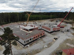 Ilmakuva Hämeenlinnan vankilan rakennustyömaasta