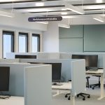 Kuvassa Pasilan virastokeskuksen yhteisen työympäristön työpistealue