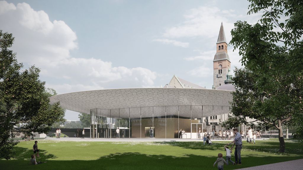 Kansallismuseo laajenee museon pihapuistoon Kansallismuseon päärakennuksen yhteyteen.
