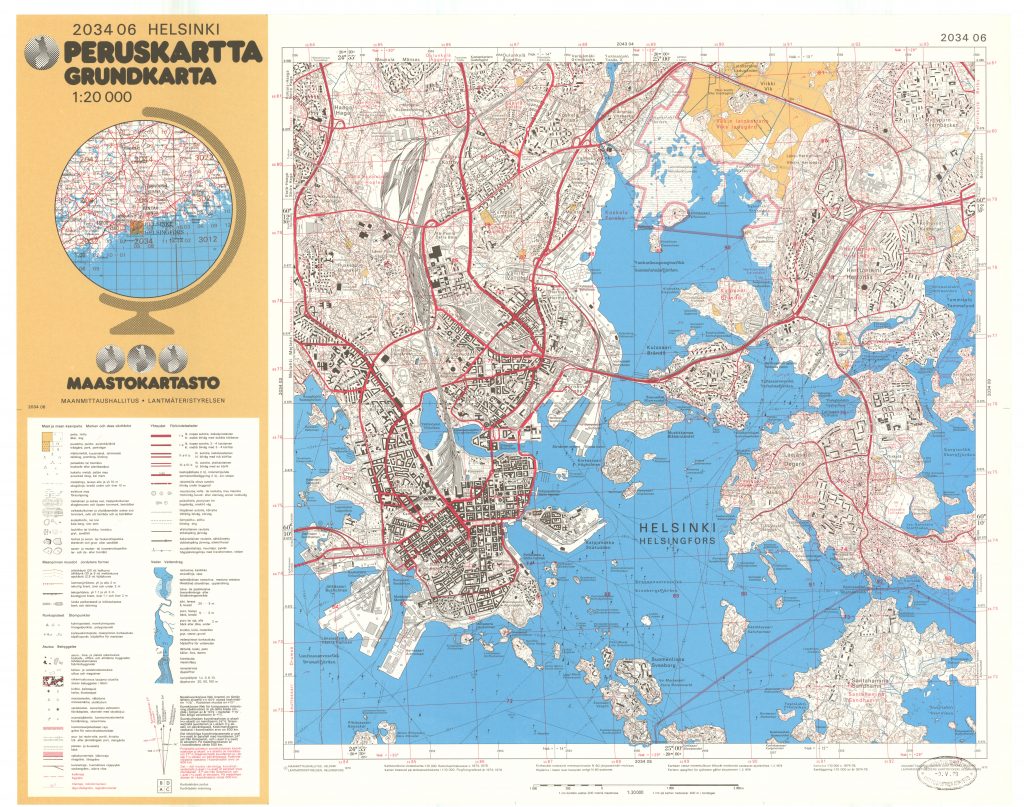 Kuvassa on Helsingin peruskartta vuodelta 1979.