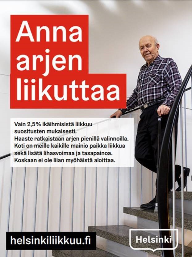 Vain 2,5 % ikäihmisistä liikkuu suositusten mukaisesti. Koti on meille kaikille mainio paikka liikkua sekä lisätä lihasvoimaa ja tasapainoa.